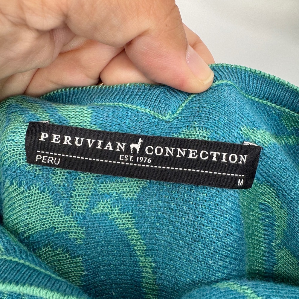 Peruvian Connection Pima Cotton Le Midi Dress Floral Sleeveless Mint/Teal Size M - Picture 4 of 7